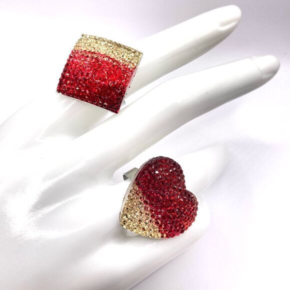 Set of 2 red ombre rings - Picture 1 of 4
